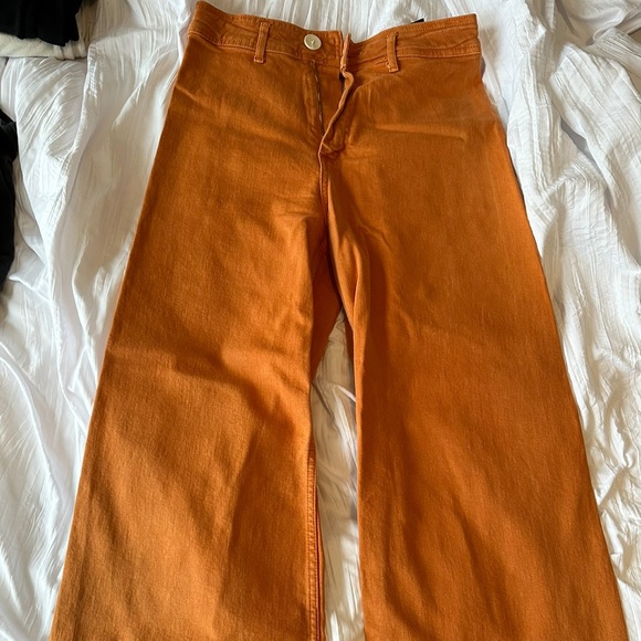 Zara Jeans Zara Burnt Orange Highwaisted Zw Marine Straight Jeans